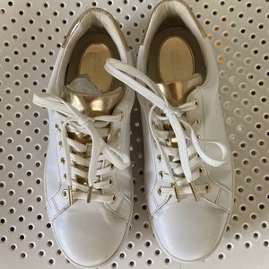 Michael Kors women’s sneakers size 6.5 good condition white with gold